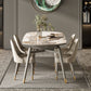 Modern Round Extendable Dining Table Wood Legs for Living Room
