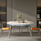 Modern Round Extendable Dining Table Wood Legs for Living Room