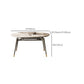 Modern Round Extendable Dining Table Wood Legs for Living Room
