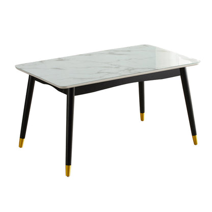 Mesa de comedor rectangular de vidrio de estilo moderno con 4 pies
