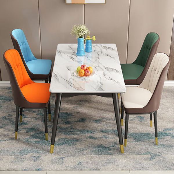 Mesa de comedor rectangular de vidrio de estilo moderno con 4 pies