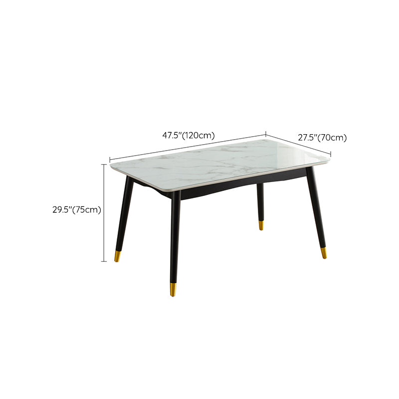 Mesa de comedor rectangular de vidrio de estilo moderno con 4 pies
