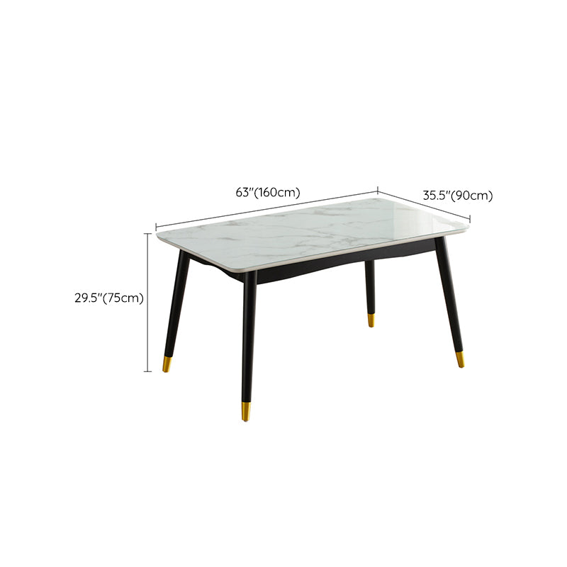 Mesa de comedor rectangular de vidrio de estilo moderno con 4 pies