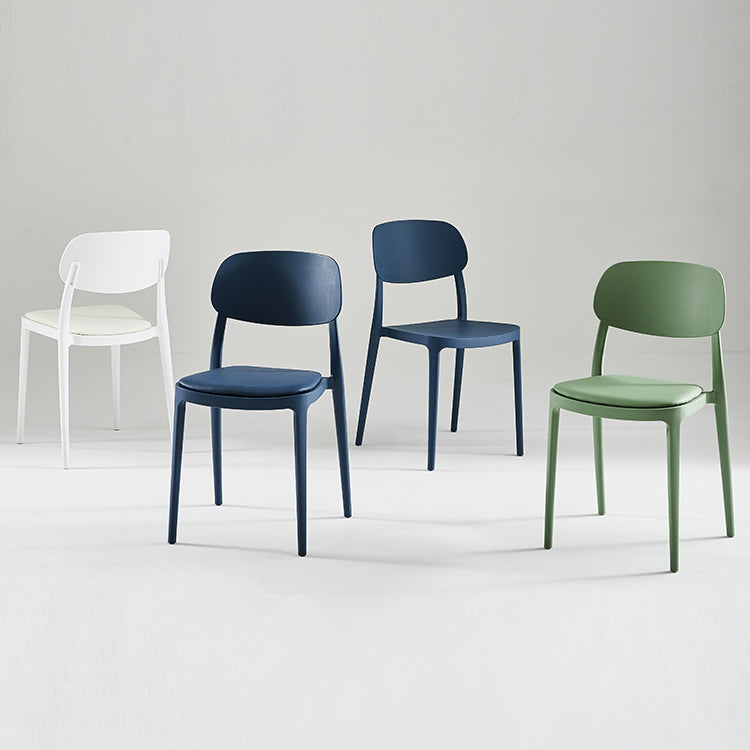 Silla de plástico de silla lateral de apilamiento interior moderno con tapizado