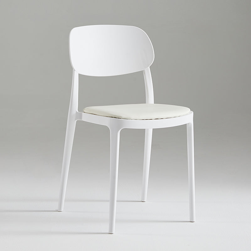 Silla de plástico de silla lateral de apilamiento interior moderno con tapizado