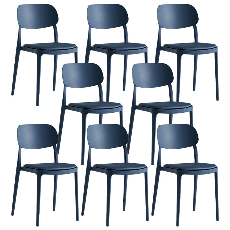 Silla de plástico de silla lateral de apilamiento interior moderno con tapizado