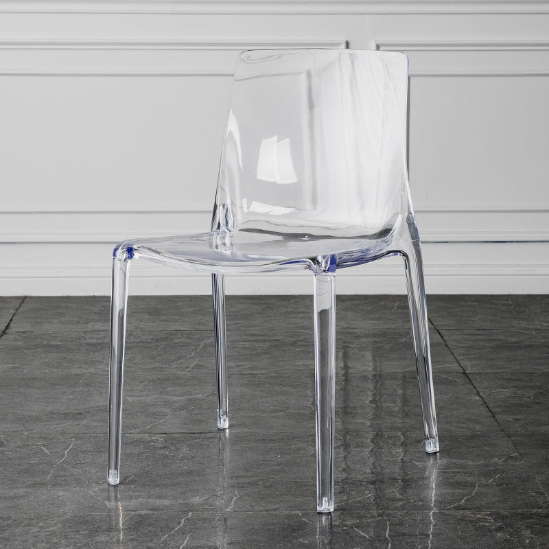 Modern Acrylic Armless Solid Back Dining Accent Chair for Home Clear 1 Piece Clearhalo 'Dining Chairs' 'Dining Tables & Seating' 'dining_chair' 'furn' 'furn_dining_chair' 'Furniture' 'Kitchen & Dining Furniture' 7604496
