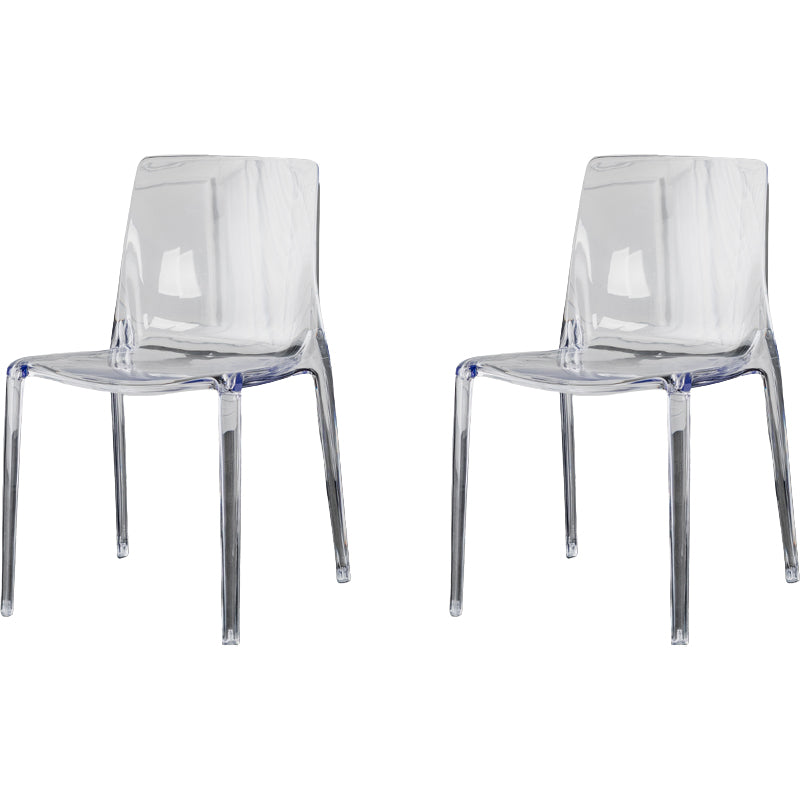 Modern Acrylic Armless Solid Back Dining Accent Chair for Home Clear 2 Piece Set Clearhalo 'Dining Chairs' 'Dining Tables & Seating' 'dining_chair' 'furn' 'furn_dining_chair' 'Furniture' 'Kitchen & Dining Furniture' 7604498