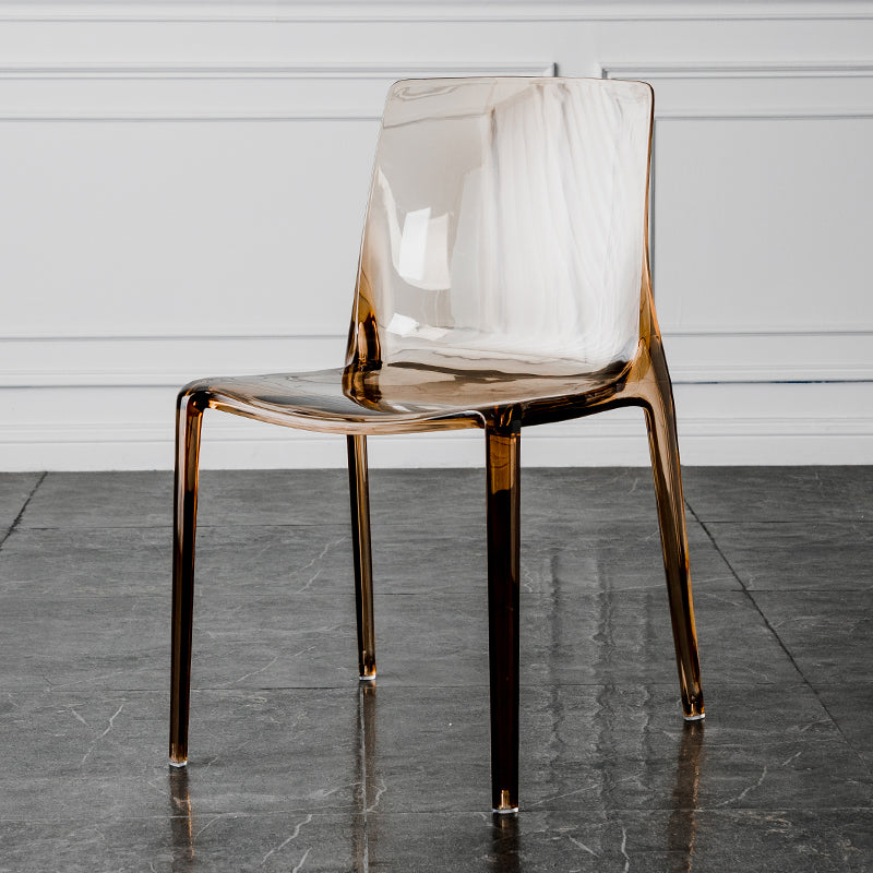 Modern Acrylic Armless Solid Back Dining Accent Chair for Home Amber 1 Piece Clearhalo 'Dining Chairs' 'Dining Tables & Seating' 'dining_chair' 'furn' 'furn_dining_chair' 'Furniture' 'Kitchen & Dining Furniture' 7604505