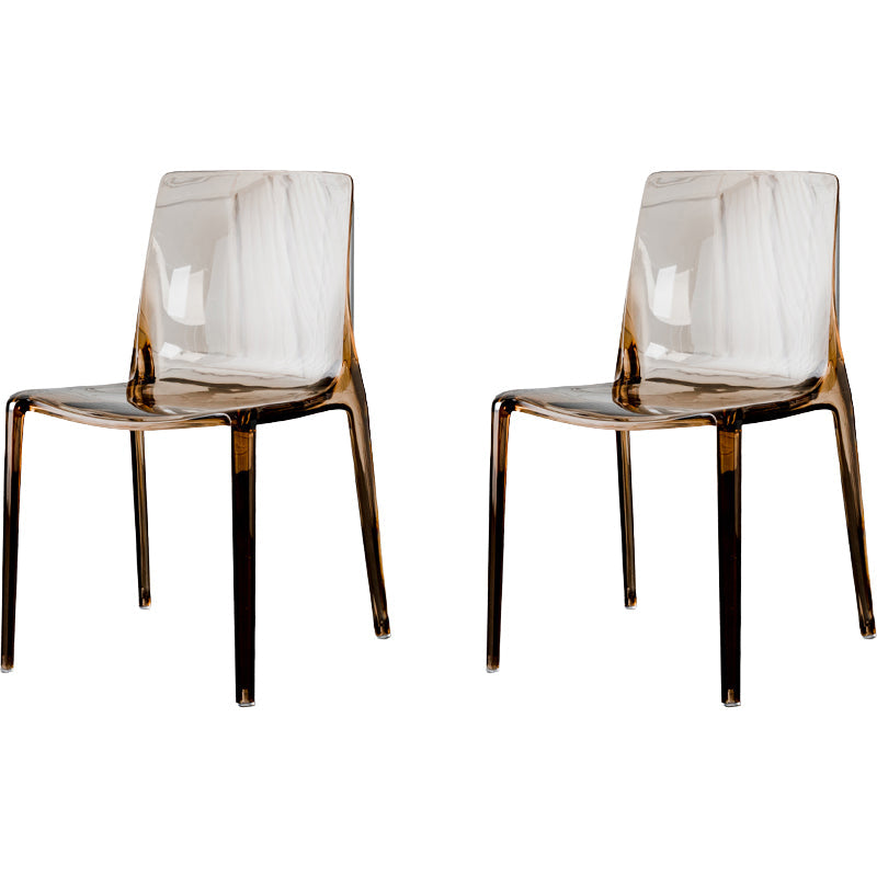 Modern Acrylic Armless Solid Back Dining Accent Chair for Home Amber 2 Piece Set Clearhalo 'Dining Chairs' 'Dining Tables & Seating' 'dining_chair' 'furn' 'furn_dining_chair' 'Furniture' 'Kitchen & Dining Furniture' 7604507