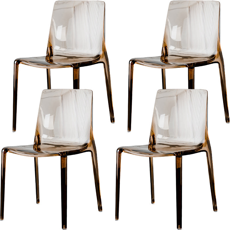 Modern Acrylic Armless Solid Back Dining Accent Chair for Home Amber 4 Piece Set Clearhalo 'Dining Chairs' 'Dining Tables & Seating' 'dining_chair' 'furn' 'furn_dining_chair' 'Furniture' 'Kitchen & Dining Furniture' 7604509