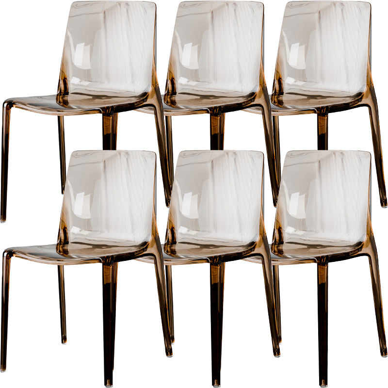 Modern Acrylic Armless Solid Back Dining Accent Chair for Home Amber 6 Piece Set Clearhalo 'Dining Chairs' 'Dining Tables & Seating' 'dining_chair' 'furn' 'furn_dining_chair' 'Furniture' 'Kitchen & Dining Furniture' 7604512