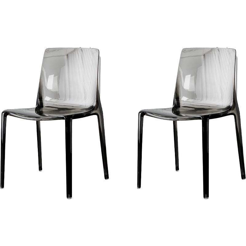Modern Acrylic Armless Solid Back Dining Accent Chair for Home Smoke Gray 2 Piece Set Clearhalo 'Dining Chairs' 'Dining Tables & Seating' 'dining_chair' 'furn' 'furn_dining_chair' 'Furniture' 'Kitchen & Dining Furniture' 7604516