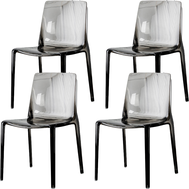Modern Acrylic Armless Solid Back Dining Accent Chair for Home Smoke Gray 4 Piece Set Clearhalo 'Dining Chairs' 'Dining Tables & Seating' 'dining_chair' 'furn' 'furn_dining_chair' 'Furniture' 'Kitchen & Dining Furniture' 7604517
