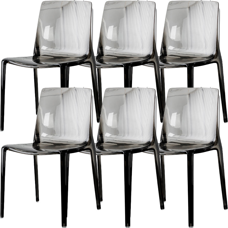 Modern Acrylic Armless Solid Back Dining Accent Chair for Home Smoke Gray 6 Piece Set Clearhalo 'Dining Chairs' 'Dining Tables & Seating' 'dining_chair' 'furn' 'furn_dining_chair' 'Furniture' 'Kitchen & Dining Furniture' 7604518