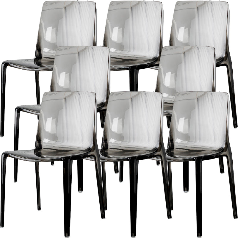 Modern Acrylic Armless Solid Back Dining Accent Chair for Home Smoke Gray 8 Piece Set Clearhalo 'Dining Chairs' 'Dining Tables & Seating' 'dining_chair' 'furn' 'furn_dining_chair' 'Furniture' 'Kitchen & Dining Furniture' 7604519