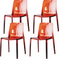 Modern Acrylic Armless Solid Back Dining Accent Chair for Home Red Clear 4 Piece Set Clearhalo 'Dining Chairs' 'Dining Tables & Seating' 'dining_chair' 'furn' 'furn_dining_chair' 'Furniture' 'Kitchen & Dining Furniture' 7604522