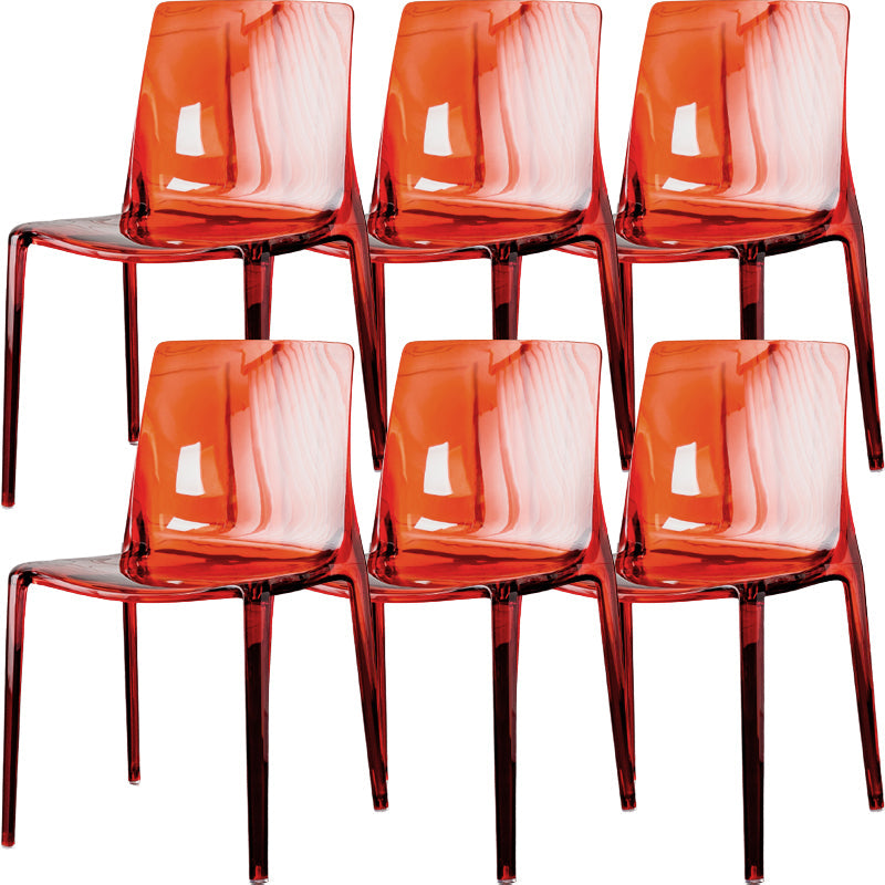 Modern Acrylic Armless Solid Back Dining Accent Chair for Home Red Clear 6 Piece Set Clearhalo 'Dining Chairs' 'Dining Tables & Seating' 'dining_chair' 'furn' 'furn_dining_chair' 'Furniture' 'Kitchen & Dining Furniture' 7604523