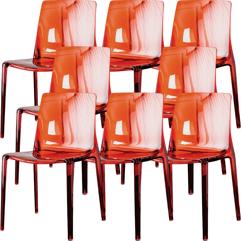 Modern Acrylic Armless Solid Back Dining Accent Chair for Home Red Clear 8 Piece Set Clearhalo 'Dining Chairs' 'Dining Tables & Seating' 'dining_chair' 'furn' 'furn_dining_chair' 'Furniture' 'Kitchen & Dining Furniture' 7604524