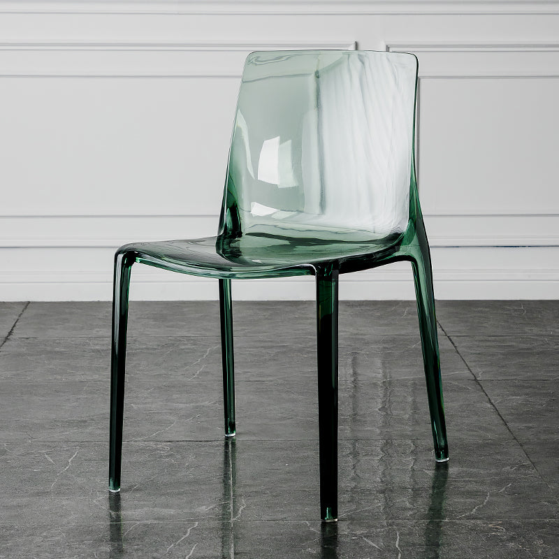 Modern Acrylic Armless Solid Back Dining Accent Chair for Home Green Clear 1 Piece Clearhalo 'Dining Chairs' 'Dining Tables & Seating' 'dining_chair' 'furn' 'furn_dining_chair' 'Furniture' 'Kitchen & Dining Furniture' 7604525