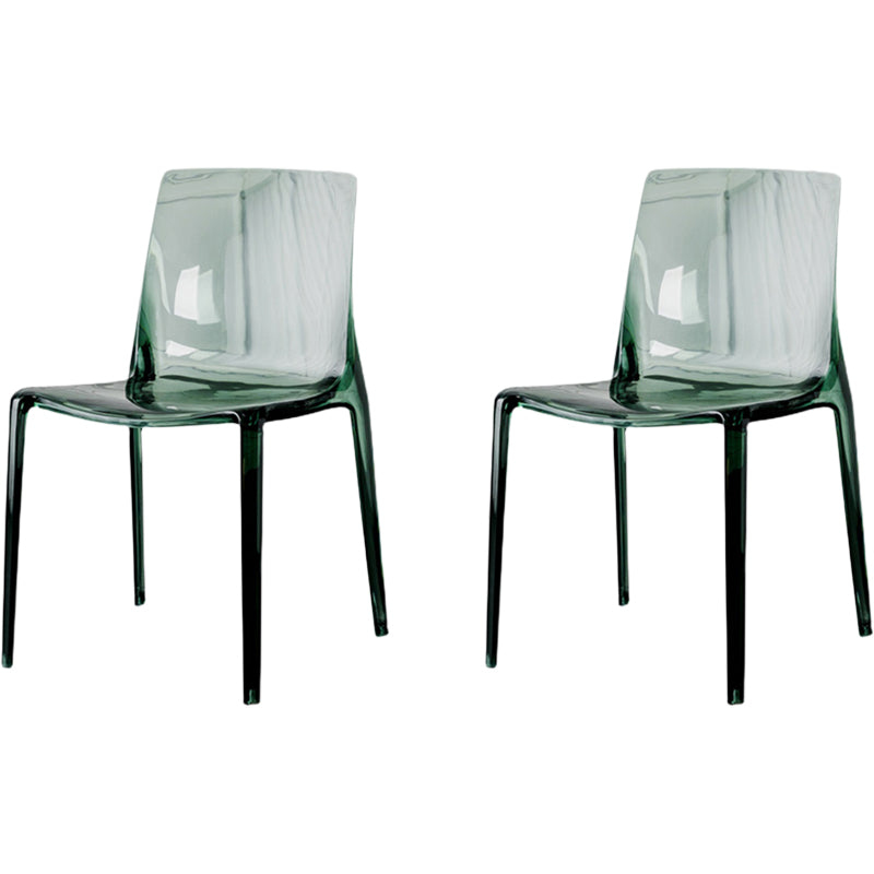 Modern Acrylic Armless Solid Back Dining Accent Chair for Home Green Clear 2 Piece Set Clearhalo 'Dining Chairs' 'Dining Tables & Seating' 'dining_chair' 'furn' 'furn_dining_chair' 'Furniture' 'Kitchen & Dining Furniture' 7604526
