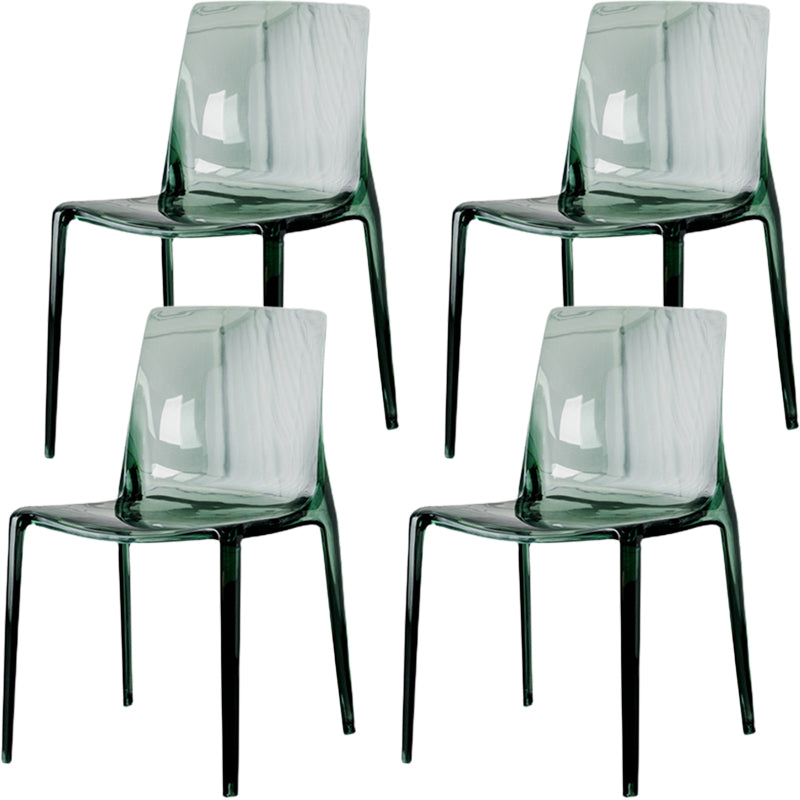 Modern Acrylic Armless Solid Back Dining Accent Chair for Home Green Clear 4 Piece Set Clearhalo 'Dining Chairs' 'Dining Tables & Seating' 'dining_chair' 'furn' 'furn_dining_chair' 'Furniture' 'Kitchen & Dining Furniture' 7604527