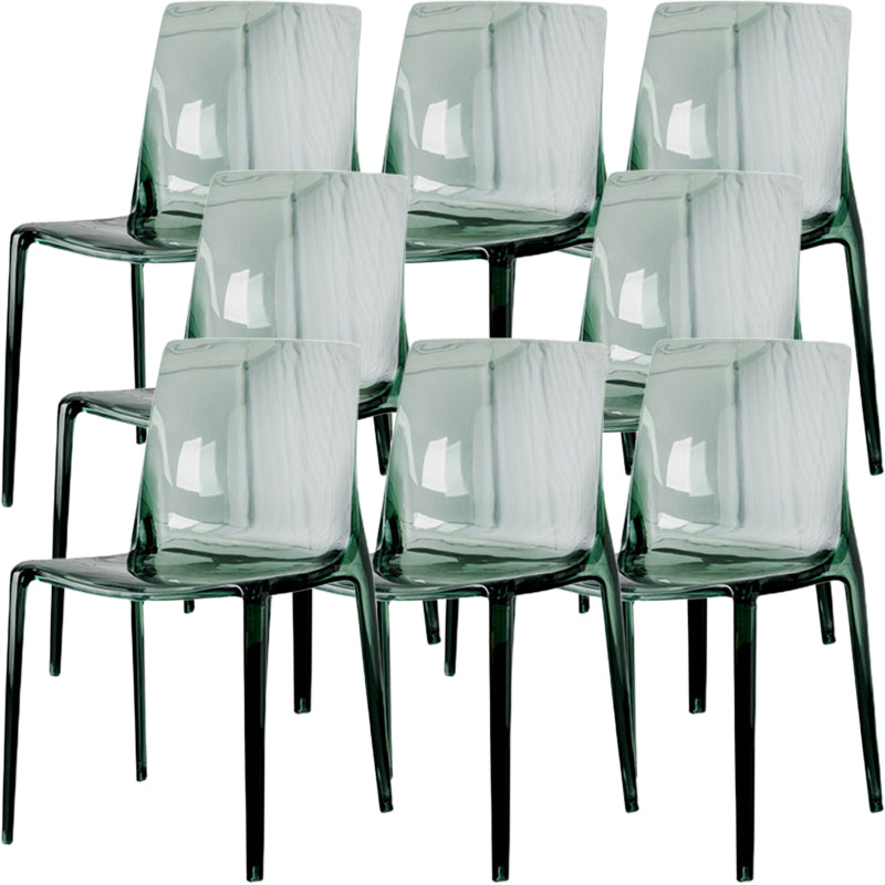 Modern Acrylic Armless Solid Back Dining Accent Chair for Home Green Clear 8 Piece Set Clearhalo 'Dining Chairs' 'Dining Tables & Seating' 'dining_chair' 'furn' 'furn_dining_chair' 'Furniture' 'Kitchen & Dining Furniture' 7604529