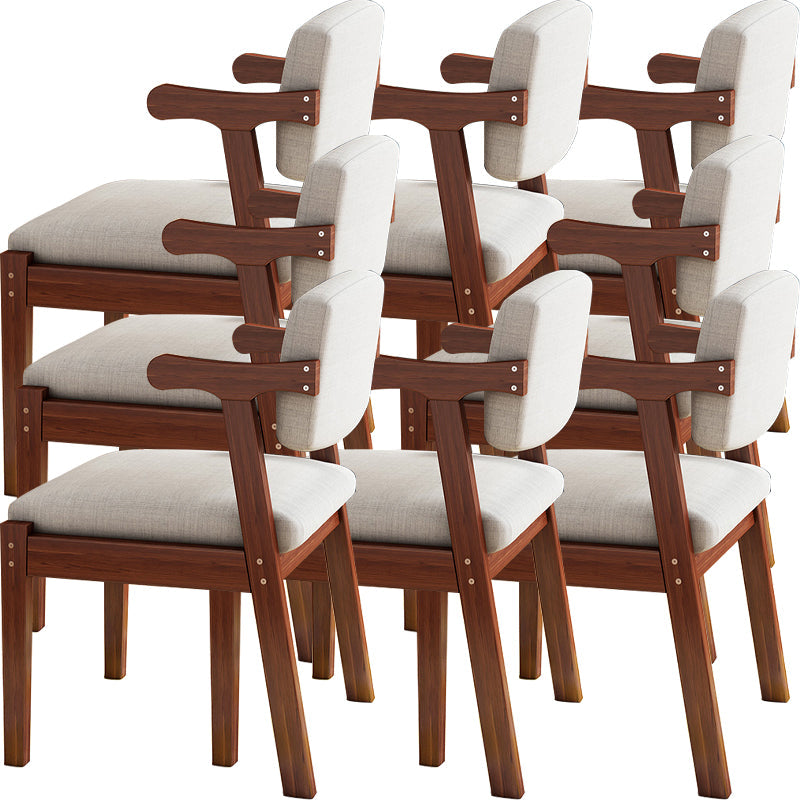 Eigentijdse massief houten rubberen houten arm eetstoel met gestoffeerd voor huis