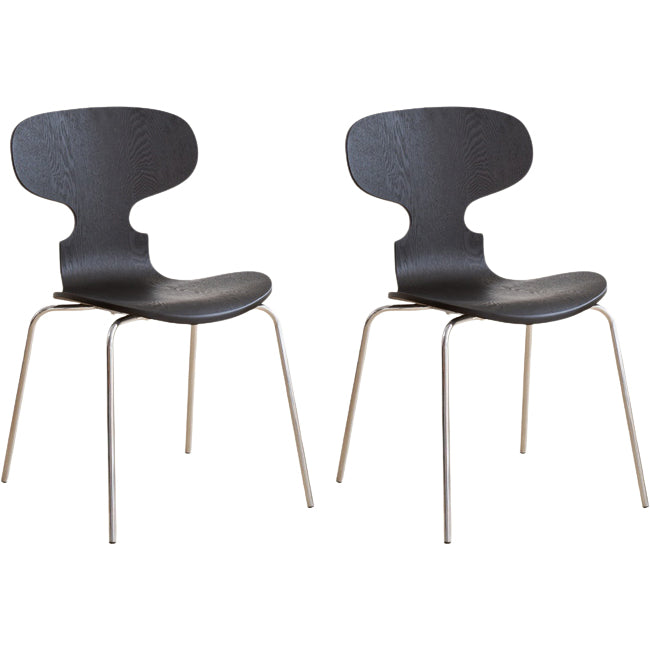 Contemporary Solid Wood Stackable Armless Dining Chair for Home Black 2 Piece Set Clearhalo 'Dining Chairs' 'Dining Tables & Seating' 'dining_chair' 'furn' 'furn_dining_chair' 'Furniture' 'Kitchen & Dining Furniture' 7604612