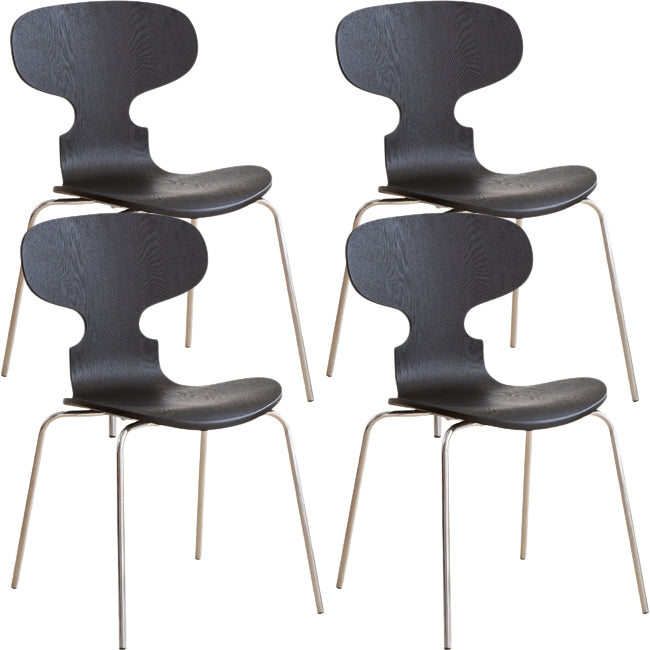 Contemporary Solid Wood Stackable Armless Dining Chair for Home Black 4 Piece Set Clearhalo 'Dining Chairs' 'Dining Tables & Seating' 'dining_chair' 'furn' 'furn_dining_chair' 'Furniture' 'Kitchen & Dining Furniture' 7604614