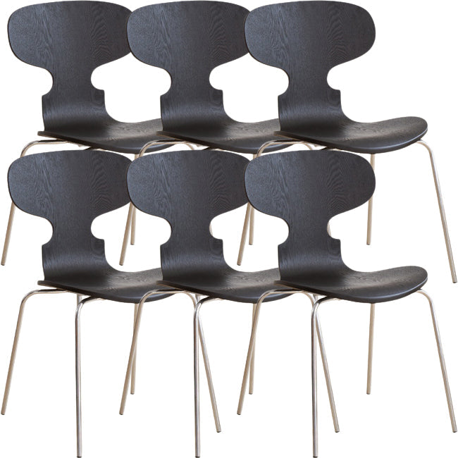 Contemporary Solid Wood Stackable Armless Dining Chair for Home Black 6 Piece Set Clearhalo 'Dining Chairs' 'Dining Tables & Seating' 'dining_chair' 'furn' 'furn_dining_chair' 'Furniture' 'Kitchen & Dining Furniture' 7604617