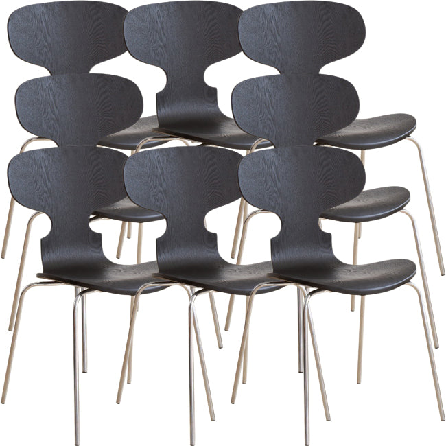 Contemporary Solid Wood Stackable Armless Dining Chair for Home Black 8 Piece Set Clearhalo 'Dining Chairs' 'Dining Tables & Seating' 'dining_chair' 'furn' 'furn_dining_chair' 'Furniture' 'Kitchen & Dining Furniture' 7604618