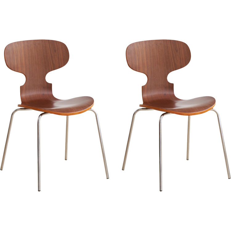 Contemporary Solid Wood Stackable Armless Dining Chair for Home Walnut 2 Piece Set Clearhalo 'Dining Chairs' 'Dining Tables & Seating' 'dining_chair' 'furn' 'furn_dining_chair' 'Furniture' 'Kitchen & Dining Furniture' 7604631