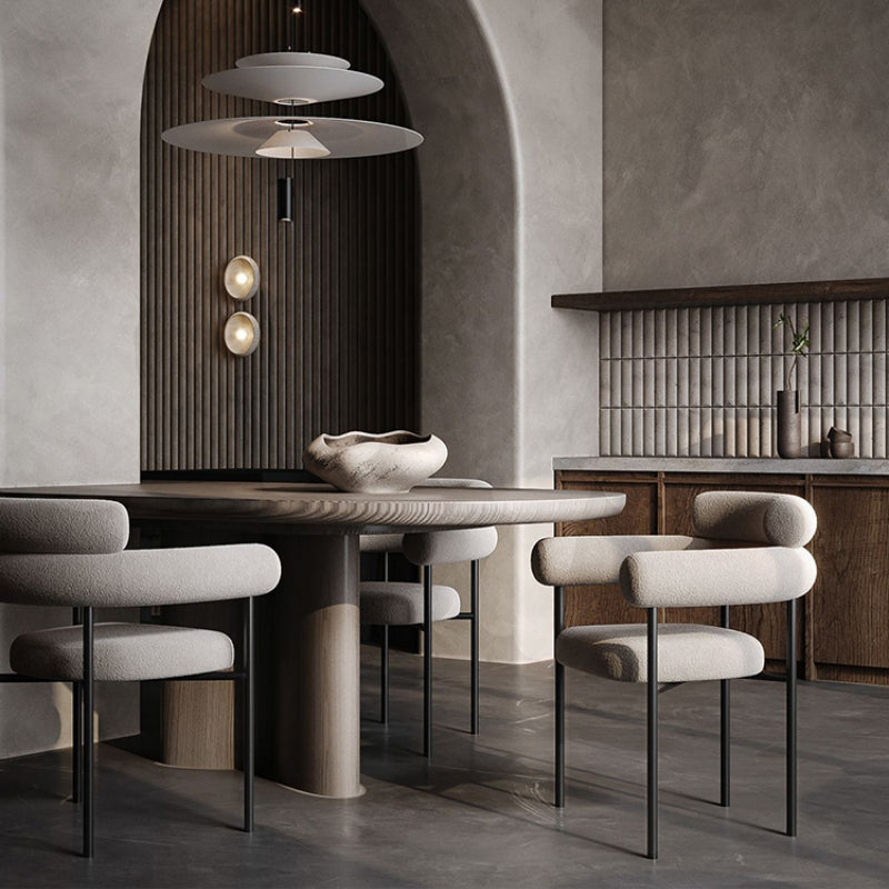 Nordic Style Upholstered Open Arm Dining Chair in Matte Finish Clearhalo 'Dining Chairs' 'Dining Tables & Seating' 'dining_chair' 'furn' 'furn_dining_chair' 'Furniture' 'Kitchen & Dining Furniture' 7604639