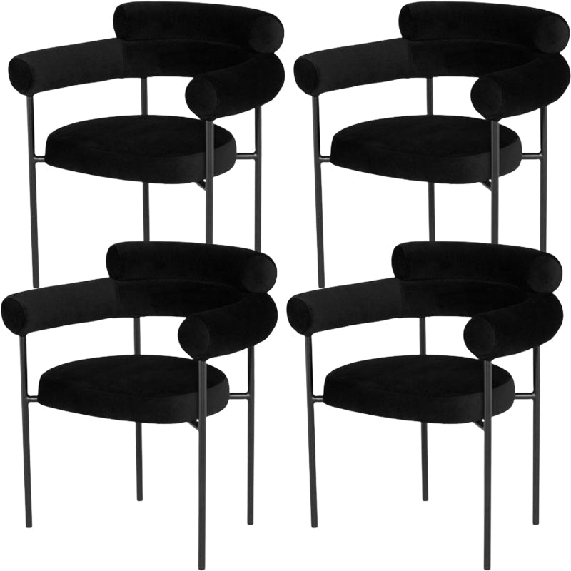 Nordic Style Upholstered Open Arm Dining Chair in Matte Finish Black 4 Piece Set Clearhalo 'Dining Chairs' 'Dining Tables & Seating' 'dining_chair' 'furn' 'furn_dining_chair' 'Furniture' 'Kitchen & Dining Furniture' 7604641