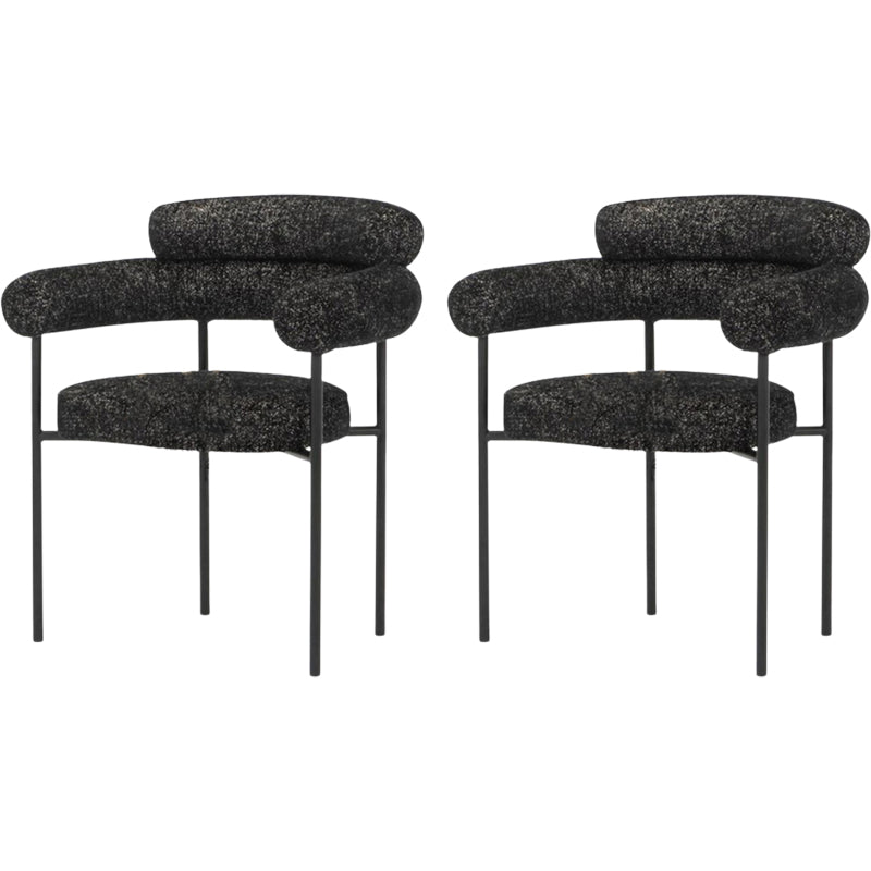 Nordic Style Upholstered Open Arm Dining Chair in Matte Finish Dark Gray 2 Piece Set Clearhalo 'Dining Chairs' 'Dining Tables & Seating' 'dining_chair' 'furn' 'furn_dining_chair' 'Furniture' 'Kitchen & Dining Furniture' 7604649