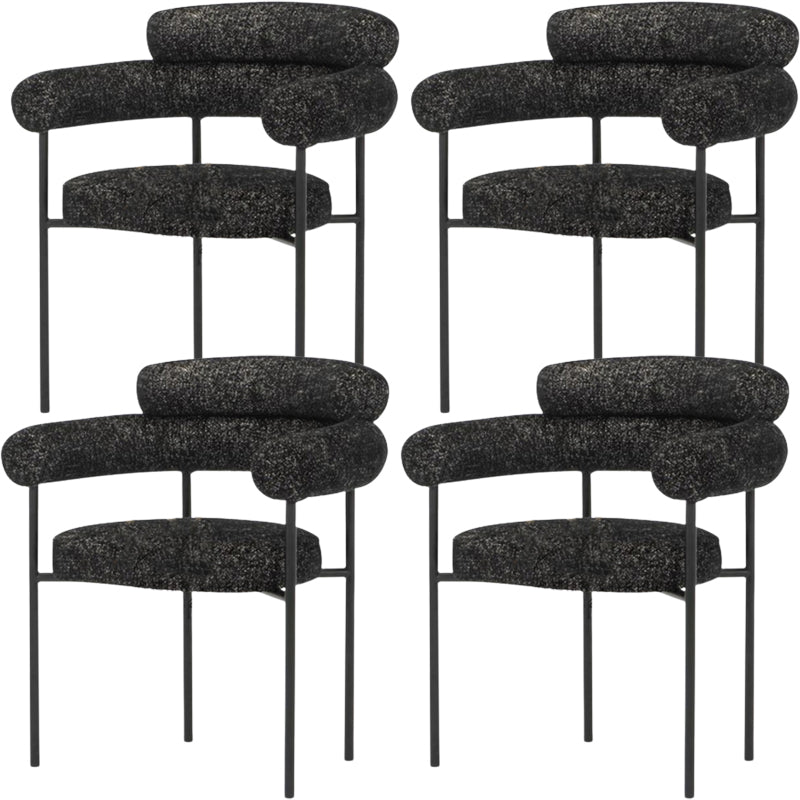 Nordic Style Upholstered Open Arm Dining Chair in Matte Finish Dark Gray 4 Piece Set Clearhalo 'Dining Chairs' 'Dining Tables & Seating' 'dining_chair' 'furn' 'furn_dining_chair' 'Furniture' 'Kitchen & Dining Furniture' 7604651