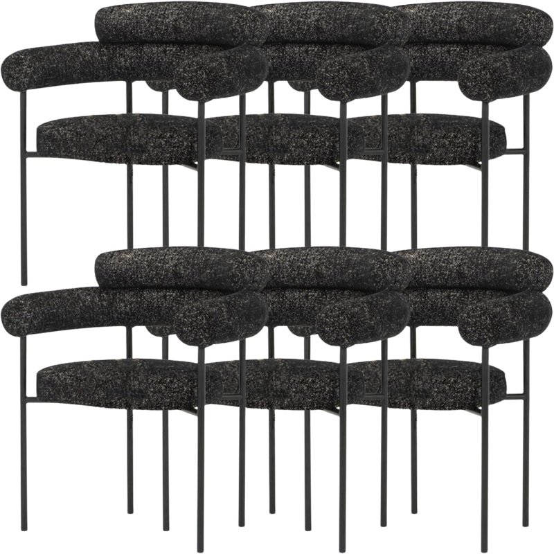 Nordic Style Upholstered Open Arm Dining Chair in Matte Finish Dark Gray 6 Piece Set Clearhalo 'Dining Chairs' 'Dining Tables & Seating' 'dining_chair' 'furn' 'furn_dining_chair' 'Furniture' 'Kitchen & Dining Furniture' 7604653