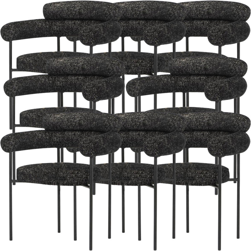 Nordic Style Upholstered Open Arm Dining Chair in Matte Finish Dark Gray 8 Piece Set Clearhalo 'Dining Chairs' 'Dining Tables & Seating' 'dining_chair' 'furn' 'furn_dining_chair' 'Furniture' 'Kitchen & Dining Furniture' 7604654