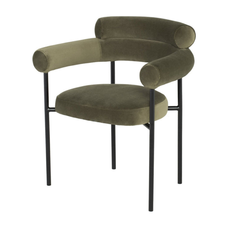 Nordic Style Upholstered Open Arm Dining Chair in Matte Finish Army Green 1 Piece Clearhalo 'Dining Chairs' 'Dining Tables & Seating' 'dining_chair' 'furn' 'furn_dining_chair' 'Furniture' 'Kitchen & Dining Furniture' 7604656