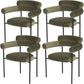 Nordic Style Upholstered Open Arm Dining Chair in Matte Finish Army Green 4 Piece Set Clearhalo 'Dining Chairs' 'Dining Tables & Seating' 'dining_chair' 'furn' 'furn_dining_chair' 'Furniture' 'Kitchen & Dining Furniture' 7604658