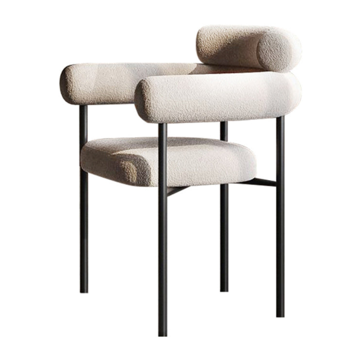 Nordic Style Upholstered Open Arm Dining Chair in Matte Finish Milky White 1 Piece Clearhalo 'Dining Chairs' 'Dining Tables & Seating' 'dining_chair' 'furn' 'furn_dining_chair' 'Furniture' 'Kitchen & Dining Furniture' 7604661