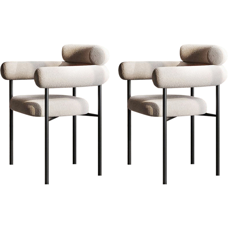 Nordic Style Upholstered Open Arm Dining Chair in Matte Finish Milky White 2 Piece Set Clearhalo 'Dining Chairs' 'Dining Tables & Seating' 'dining_chair' 'furn' 'furn_dining_chair' 'Furniture' 'Kitchen & Dining Furniture' 7604662