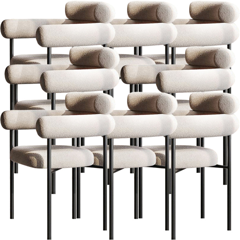 Nordic Style Upholstered Open Arm Dining Chair in Matte Finish Milky White 8 Piece Set Clearhalo 'Dining Chairs' 'Dining Tables & Seating' 'dining_chair' 'furn' 'furn_dining_chair' 'Furniture' 'Kitchen & Dining Furniture' 7604665