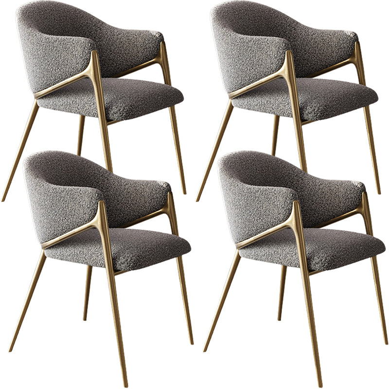 Metal Solid Back Arm Dining Chair Glam Chair for Dining Room