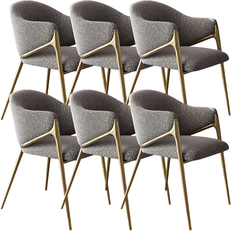 Metal Solid Back Arm Dining Chair Glam Chair for Dining Room