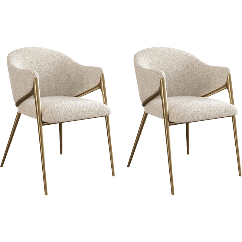 Metal Solid Back Arm Dining Chair Glam Chair for Dining Room
