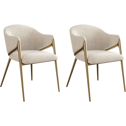 Metal Solid Back Arm Dining Chair Glam Chair for Dining Room