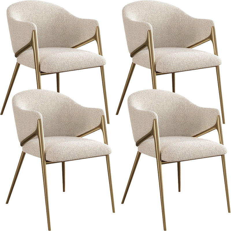 Metal Solid Back Arm Dining Chair Glam Chair for Dining Room