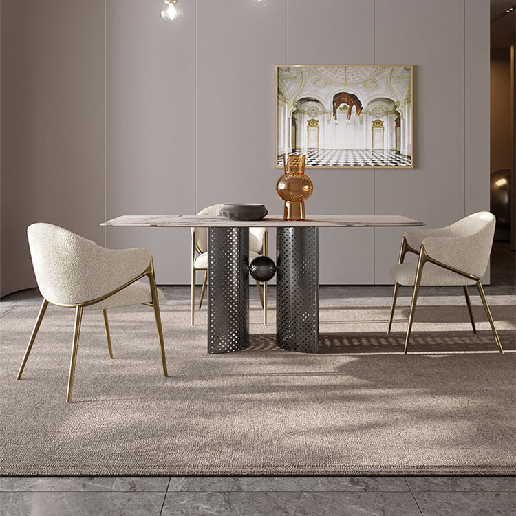 Metal Solid Back Arm Dining Chair Glam Chair for Dining Room